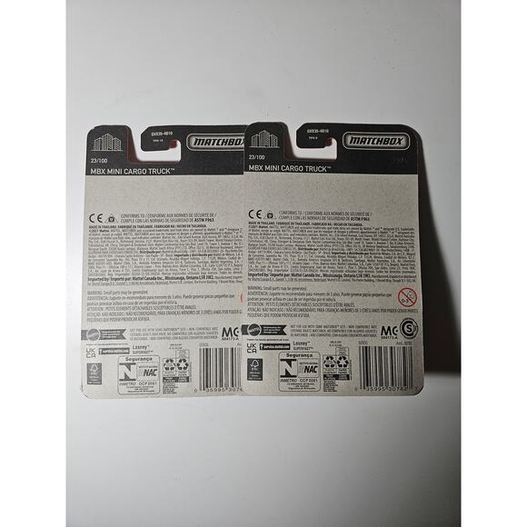 (2) Matchbox MBX Mini Cargo Truck Cars Mattel - Picture 2 of 2